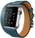 38mm Stainless Steel Case with Bleu Jean Leather Band, Double Tour